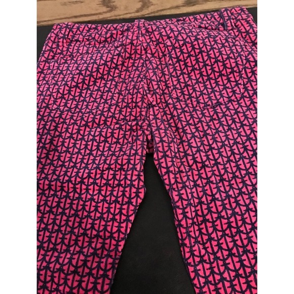 VINEYARD VINES Hot Pink/Navy Anchor Corduroy Slim Straight Ankle Pants - Size 4 - Picture 2 of 13